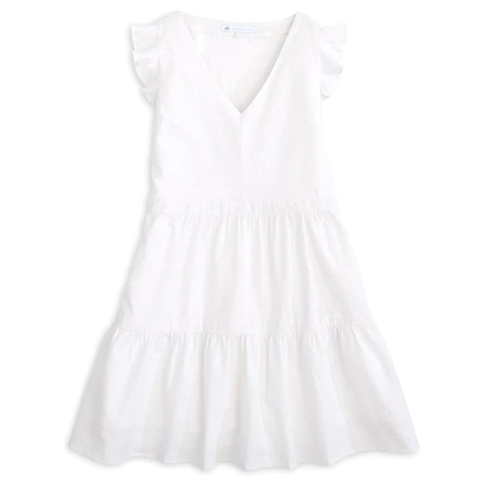 Southern Tide Evelyn Seersucker Tiered Dress